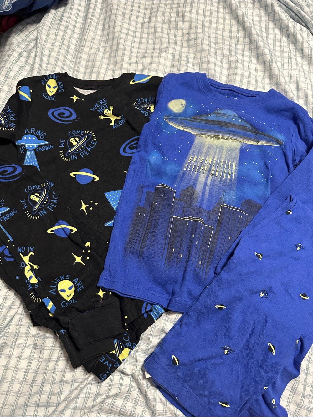 Kids Alien Space Pajama Set - Blue & Black